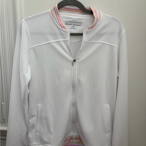 Pebble Beach White Bomber Jacket with Athletic Flair